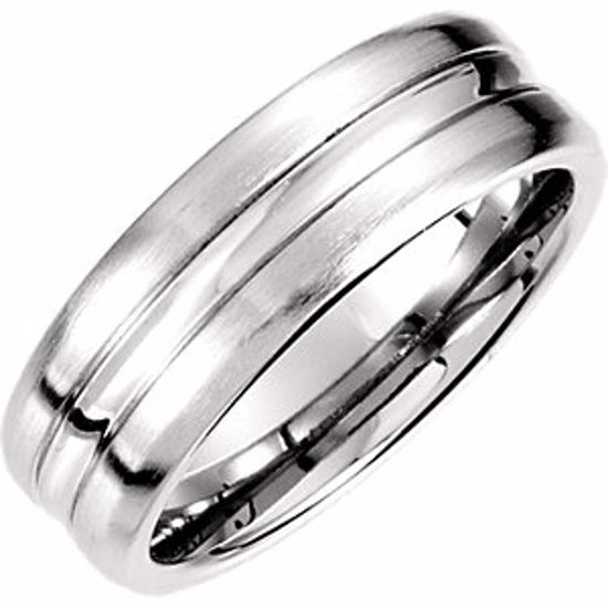 51183:189:P Platinum 7.5mm Fancy Carved Band Size 6.5