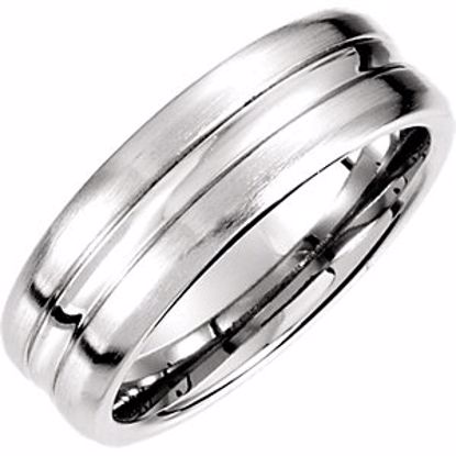 51183:192:P Platinum 7.5mm Fancy Carved Band Size 8