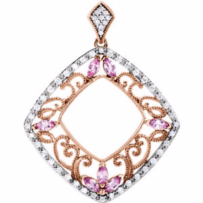 651318:70000:P 14kt Yellow Pink Sapphire & 1/3 CTW Diamond Pendant