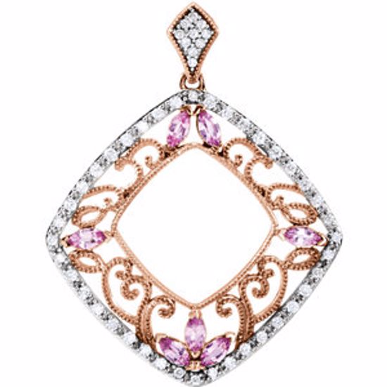 651318:70000:P 14kt Yellow Pink Sapphire & 1/3 CTW Diamond Pendant