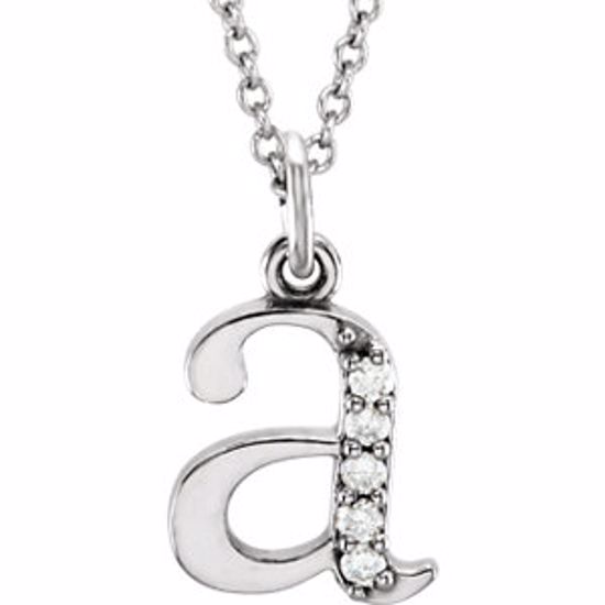 85803:60000:P 14kt White .03 CTW Diamond Lowercase Letter "a" Initial 16" Necklace