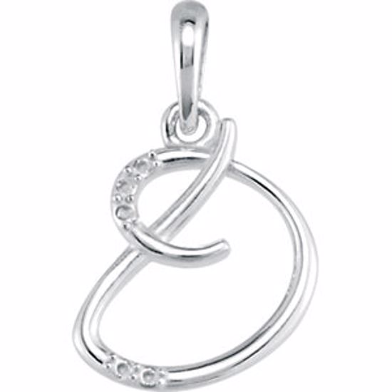 85557:60032:P 14kt White .03 CTW Diamond Letter "D" Script Initial 18" Necklace