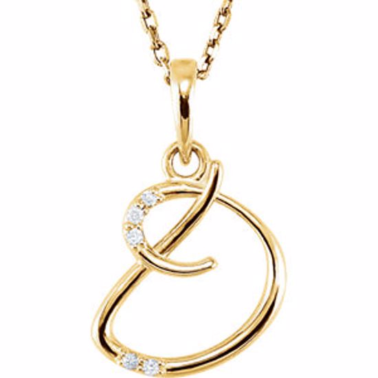 85557:60033:P 14kt Yellow .03 CTW Diamond Letter "D" Script Initial 18" Necklace