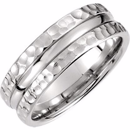 51188:197:P Platinum 7.5mm Fancy Carved Band Size 10