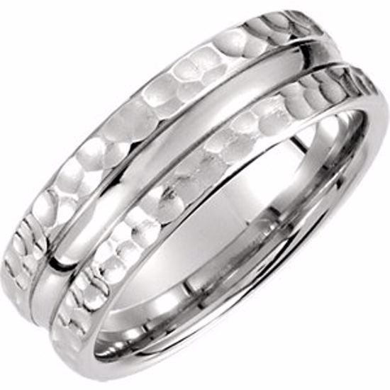 51188:198:P Platinum 7.5mm Fancy Carved Band Size 10.5