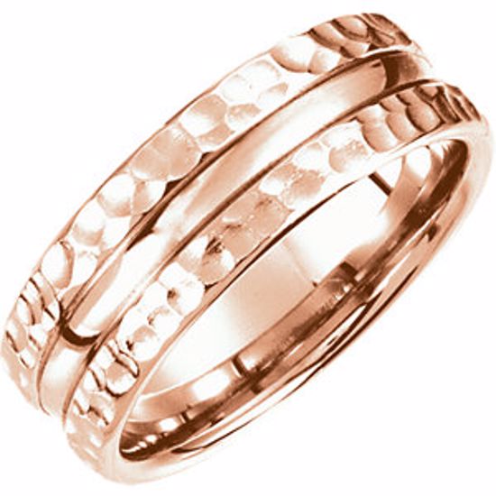 51188:156:P 14kt Rose 7.5mm Fancy Carved Band Size 10.5