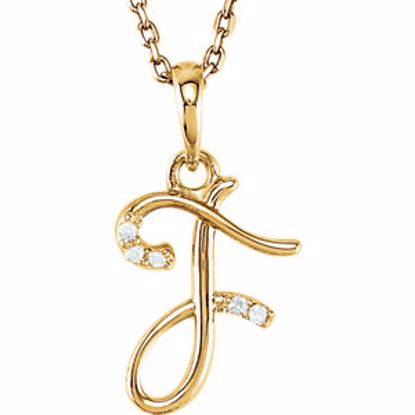 85557:60037:P 14kt Yellow .03 CTW Diamond Letter "F" Script Initial 18" Necklace