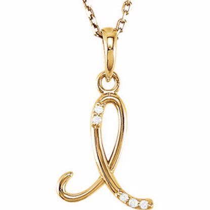 85557:60043:P 14kt Yellow .03 CTW Diamond Letter "I" Script Initial 18" Necklace