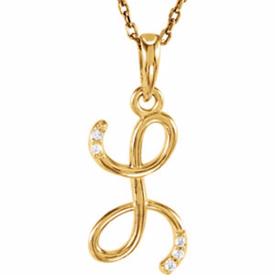 85557:60049:P 14kt Yellow .03 CTW Diamond Letter "L" Script Initial 18" Necklace