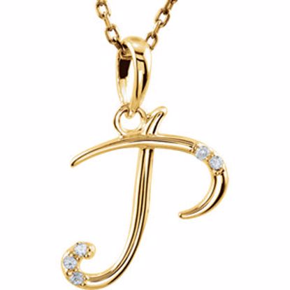 85557:60057:P 14kt Yellow .03 CTW Diamond Letter "P" Script Initial 18" Necklace