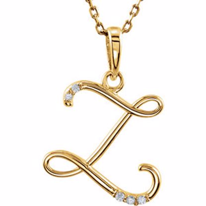 85557:60077:P 14kt Yellow .03 CTW Diamond Letter "Z" Script Initial 18" Necklace