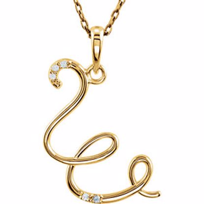 85557:60071:P 14kt Yellow .03 CTW Diamond Letter "W" Script Initial 18" Necklace