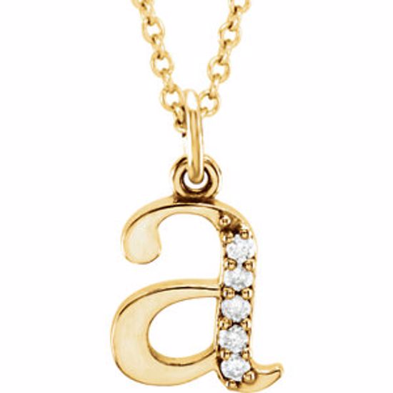 85803:60001:P 14kt Yellow .03 CTW Diamond Lowercase Letter "a" Initial 16" Necklace