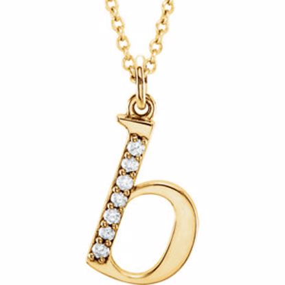 85803:60004:P 14kt Yellow .04 CTW Diamond Lowercase Letter "b" Initial 16" Necklace