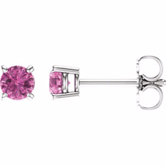 1874:70022:P 14kt White 4mm Round Pink Sapphire Earrings