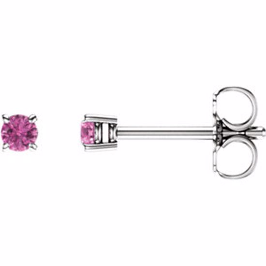 1874:70023:P 14kt White 2.5mm Round Pink Sapphire Earrings