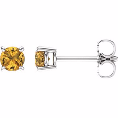 1874:70024:P 14kt White 4mm Round Yellow Sapphire Earrings