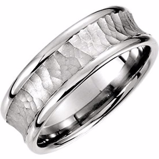 51192:151:P Platinum 7.5mm Fancy Carved Band Size 8.5