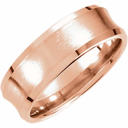 51190:258:P 14kt Rose 7.5mm Fancy Beveled Edge Carved Band Size 11.5
