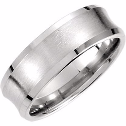 51190:294:P Platinum 7.5mm Fancy Beveled Edge Carved Band Size 8.5