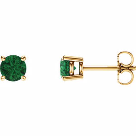 1874:70044:P 14kt Yellow 5mm Round Emerald Earrings