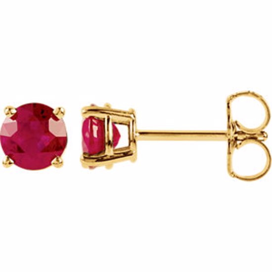 1874:70046:P 14kt Yellow 5mm Round Ruby Earrings