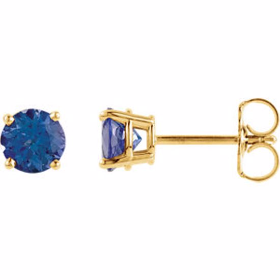 1874:70047:P 14kt Yellow 5mm Round Blue Tanzanite Earrings