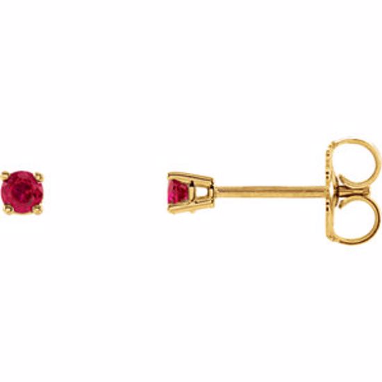 1874:70030:P 14kt Yellow 2.5mm Round Ruby Earrings