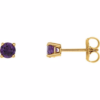 1874:70033:P 14kt Yellow 4mm Round Amethyst Earrings