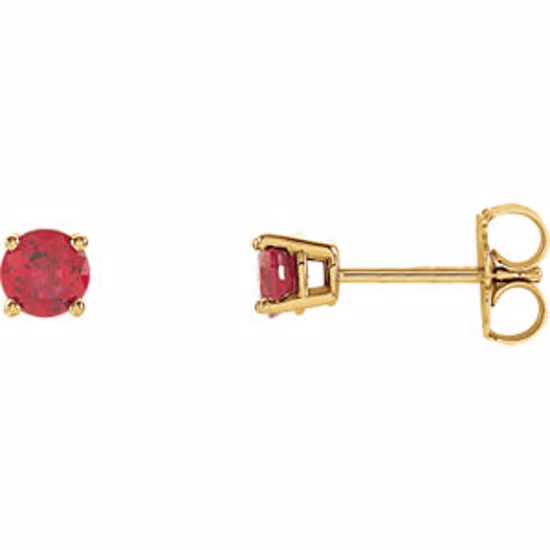 1874:70038:P 14kt Yellow 4mm Round Ruby Earrings