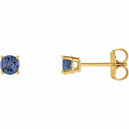 1874:70039:P 14kt Yellow 4mm Round Blue Tanzanite Earrings