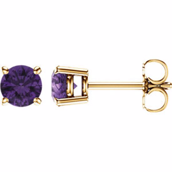 1874:70041:P 14kt Yellow 5mm Round Amethyst Earrings