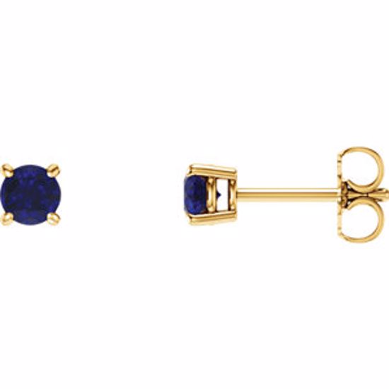 1874:70043:P 14kt Yellow 5mm Round Blue Sapphire Earrings