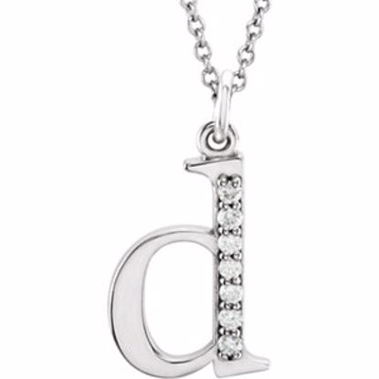 85803:60009:P 14kt White .04 CTW Diamond Lowercase Letter "d" Initial 16" Necklace