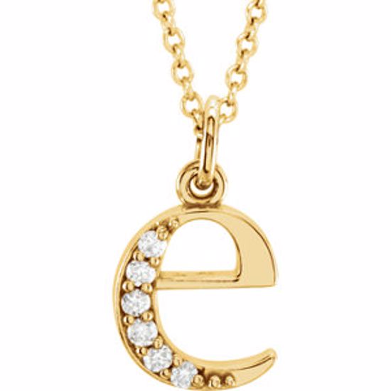 85803:60013:P 14kt Yellow .03 CTW Diamond Lowercase Letter "e" Initial 16" Necklace