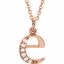 85803:60014:P 14kt Rose .03 CTW Diamond Lowercase Letter "e" Initial 16" Necklace