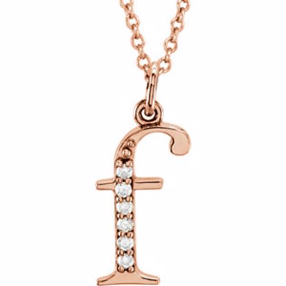 85803:60017:P 14kt Rose .03 CTW Diamond Lowercase Letter "f" Initial 16" Necklace