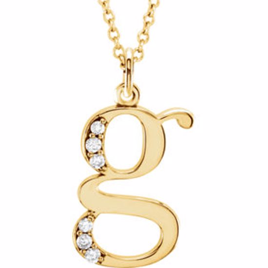 85803:60019:P 14kt Yellow .03 CTW Diamond Lowercase Letter "g" Initial 16" Necklace