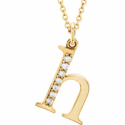 85803:60022:P 14kt Yellow .04 CTW Diamond Lowercase Letter "h" Initial 16" Necklace