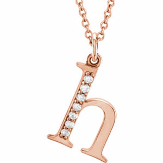 85803:60023:P 14kt Rose .04 CTW Diamond Lowercase Letter "h" Initial 16" Necklace