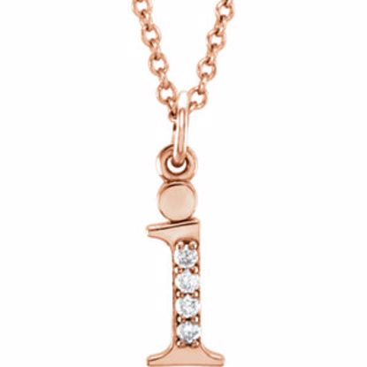 85803:60026:P 14kt Rose .025 CTW Diamond Lowercase Letter "i" Initial 16" Necklace