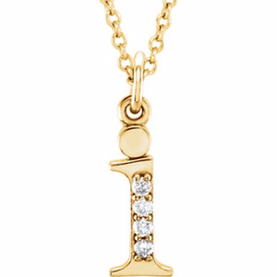 85803:60025:P 14kt Yellow .025 CTW Diamond Lowercase Letter "i" Initial 16" Necklace