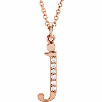 85803:60029:P 14kt Rose .03 CTW Diamond Lowercase Letter "j" Initial 16" Necklace