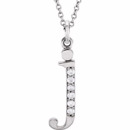 85803:60027:P 14kt White .03 CTW Diamond Lowercase Letter "j" Initial 16" Necklace