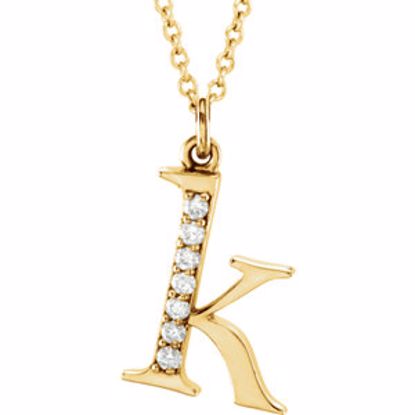 85803:60031:P 14kt Yellow .03 CTW Diamond Lowercase Letter "k" Initial 16" Necklace