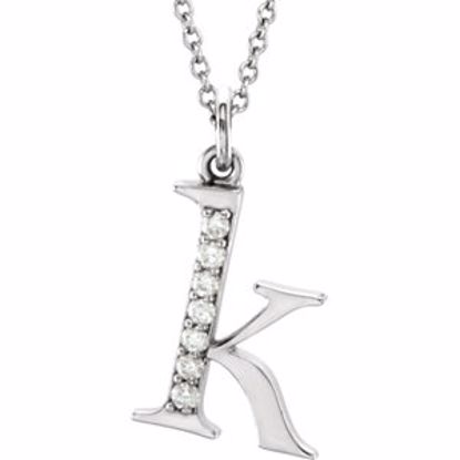 85803:60030:P 14kt White .03 CTW Diamond Lowercase Letter "k" Initial 16" Necklace