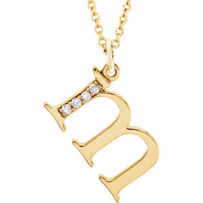 85803:60037:P 14kt Yellow .025 CTW Diamond Lowercase Letter "m" Initial 16" Necklace