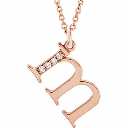 85803:60038:P 14kt Rose .025 CTW Diamond Lowercase Letter "m" Initial 16" Necklace