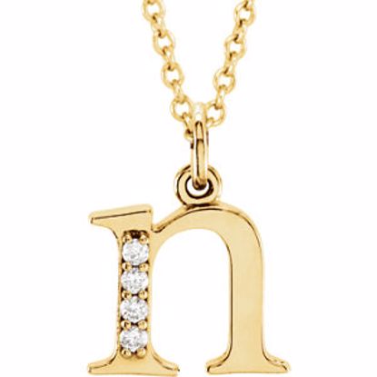 85803:60040:P 14kt Yellow .025 CTW Diamond Lowercase Letter "n" Initial 16" Necklace