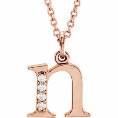 85803:60041:P 14kt Rose .025 CTW Diamond Lowercase Letter "n" Initial 16" Necklace